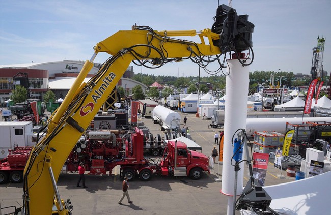 FILE - Heavy machinery is on display at the Global Petroleum Show in Calgary in a June 7, 2016, file photo.