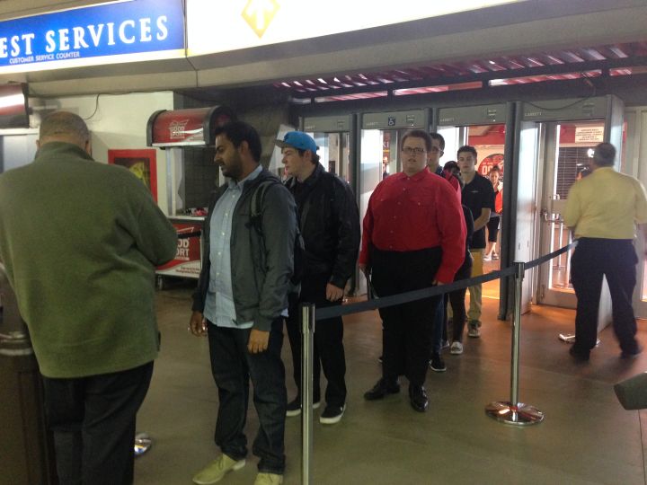 Calgarians line up for jobs at the Saddledome Aug. 23, 2016.