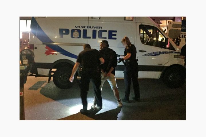Louie Mojica being arrested in Vancouver in May 2016.