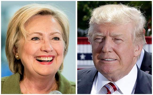 Democratic presidential candidate Hillary Clinton, left, and Republican presidential candidate Donald Trump in these 2016 file photos. 