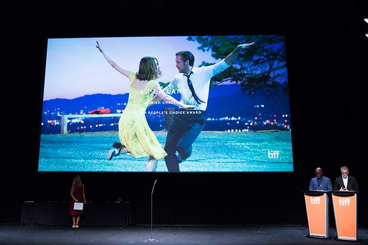 "La La Land" by Damien Chazelle wins the People's Choice Award during the Toronto International Film Festival's closing awards ceremony Sunday.