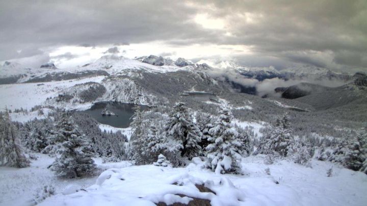 Sunshine Village shared this photo on Facebook Sunday, writing: “Are you like us and SNOW happy to see the white stuff back on our webcams??”