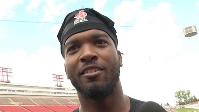 Mylan Hicks is shown in a Calgary Stampeders handout photo, released Sunday, Sept. 25, 2016.