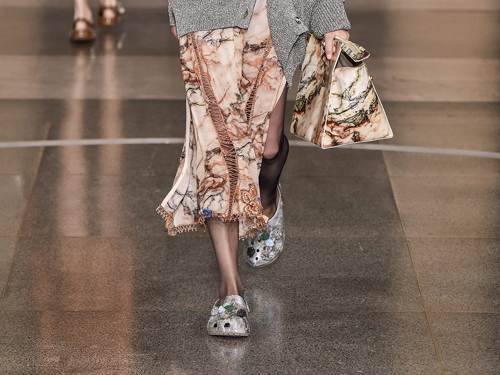 Christopher Kane showed crystal-bedecked Crocs on his spring 2017 runway in London. 19 Sep 2016.