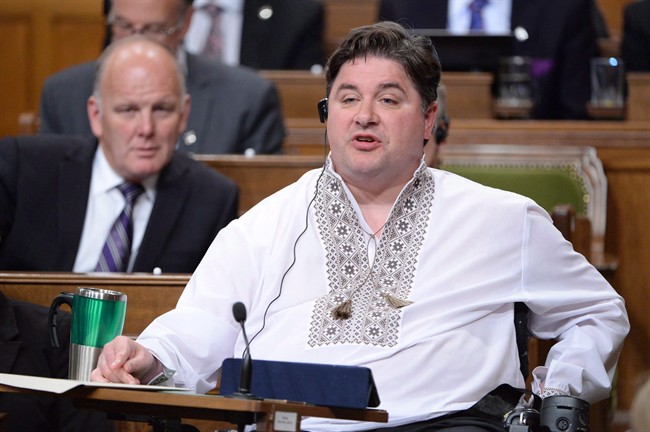 Veterans Affairs Minister Kent Hehr answers a question during Question Period in the House of Commons on Parliament Hill in Ottawa on Thursday, May 19, 2016.