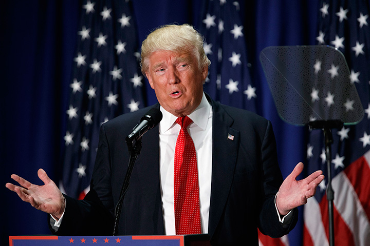 Republican presidential candidate Donald Trump speaks on Thursday, Sept. 8, 2016 at an event in Cleveland, Ohio. 