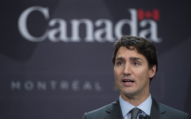 Prime Minister Justin Trudeau responds to a question during the closing news conference at the Global Fund conference Saturday, September 17, 2016 in Montreal. 