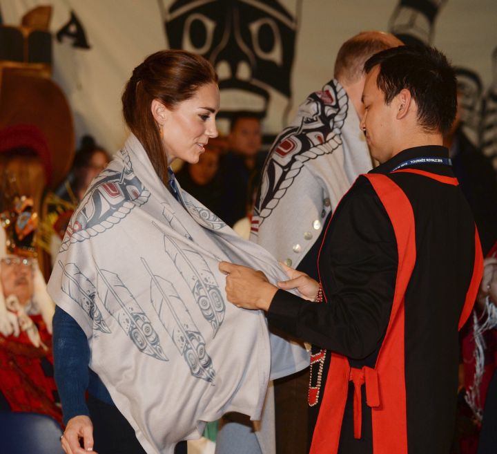 Catherine, Duchess of Cambridge, visits Bella Bella, B.C. for the dedication of Great Bear Rainforest to the Queen’s Commonwealth Canopy and meets the Bella Bella First Nations community on Sept. 26, 2016.