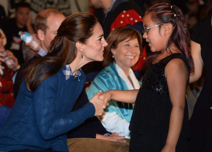 Catherine, Duchess of Cambridge, visits Bella Bella, B.C. for the dedication of Great Bear Rainforest to the Queen’s Commonwealth Canopy and meets the Bella Bella First Nations community on Sept. 26, 2016.