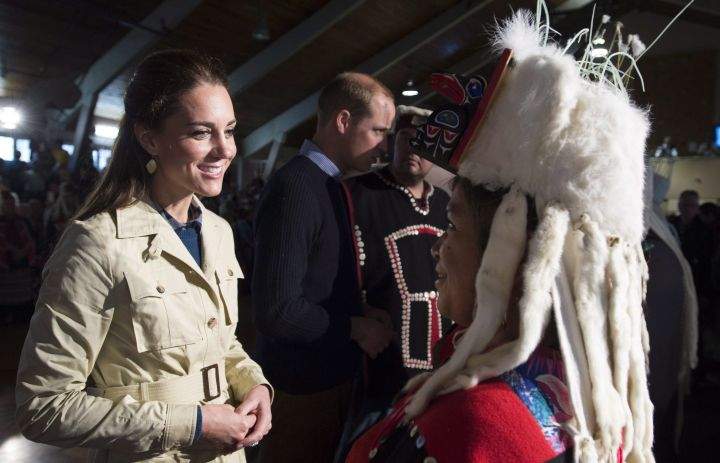 The Duke and Duchess of Cambridge greet native elders in Bella Bella, B.C., Monday, Sept 26, 2016.