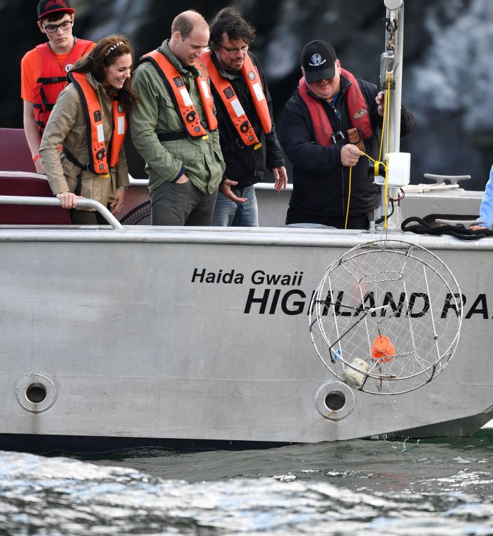 The Duke and Duchess join people from the Skidegate Youth Centre where they enjoy world-class fishing on the beautiful waters of the Hectate Strate.