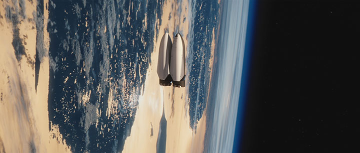 This illustration shows the refuelling of the manned vehicle that SpaceX proposes will tale humans to Mars.