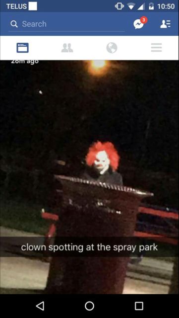 Teenager dressed as a clown in Fort Saskatchewan Oct. 6, 2016.