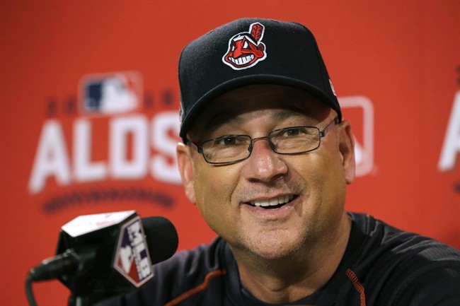 Cleveland Indians manager Terry Francona speaks to the media at Fenway Park, Sunday, Oct. 9, 2016, in Boston. 