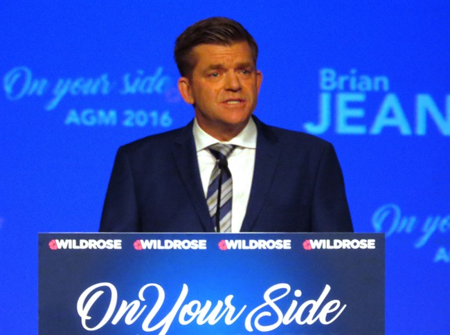 Wildrose party Leader Brian Jean speaks to more than 600 party members at the Wildrose annual general meeting in Red Deer, Alta. on Friday, October 28, 2016. Jean told the crowd that under an NDP government in Alberta, jobs are being lost, businesses are leaving, and crime and drug use are on the rise.