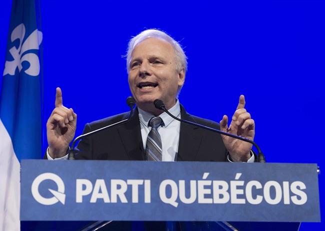 In this 2016 file photo, Parti Québécois Leader Jean-François Lisée speaks to supporters after he was elected to lead the party.