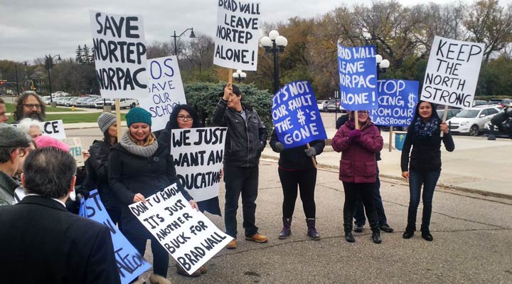 Students from the Northern Teacher Education Program (NORTEP) in Saskatchewan were at the legislature protesting provincial funding cuts on Wednesday.