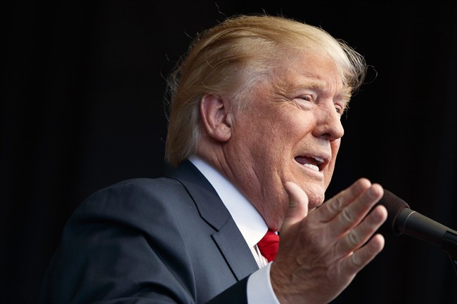 Republican presidential candidate Donald Trump .
