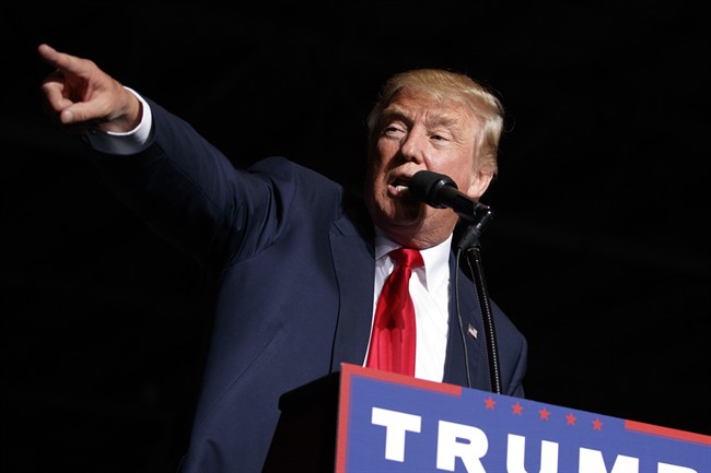 Republican presidential candidate Donald Trump speaks during a campaign rally, Thursday, Oct. 27, 2016, in Geneva, Ohio. 