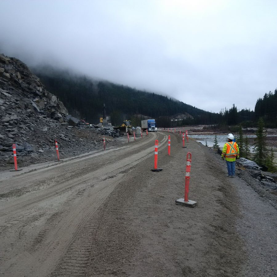 Highway 1 reopened to a single lane of alternating traffic at 8 p.m. Thursday following a massive rock slide Tuesday. (Courtesy: Parks Canada)