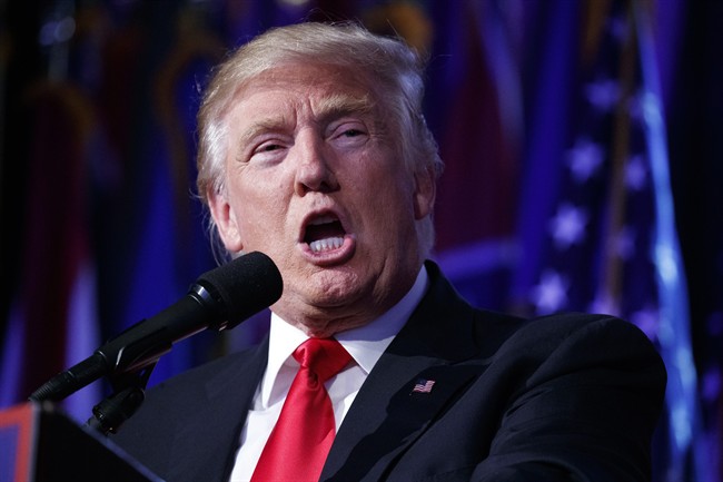 President-elect Donald Trump speaks during an election night rally, Wednesday, Nov. 9, 2016, in New York. (AP Photo/ Evan Vucci).