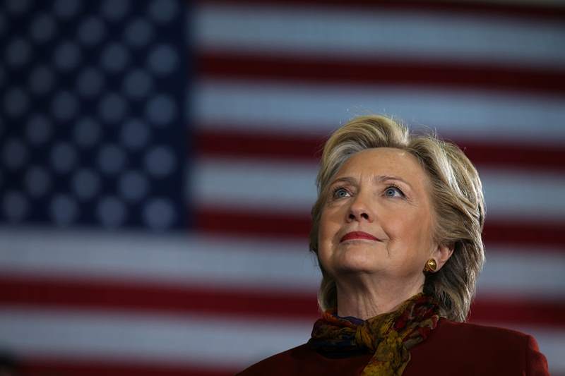 U.S. Democratic presidential nominee Hillary Clinton attends a campaign rally accompanied by vice presidential nominee Senator Tim Kaine (not pictured) in Pittsburgh, U.S., October 22, 2016.