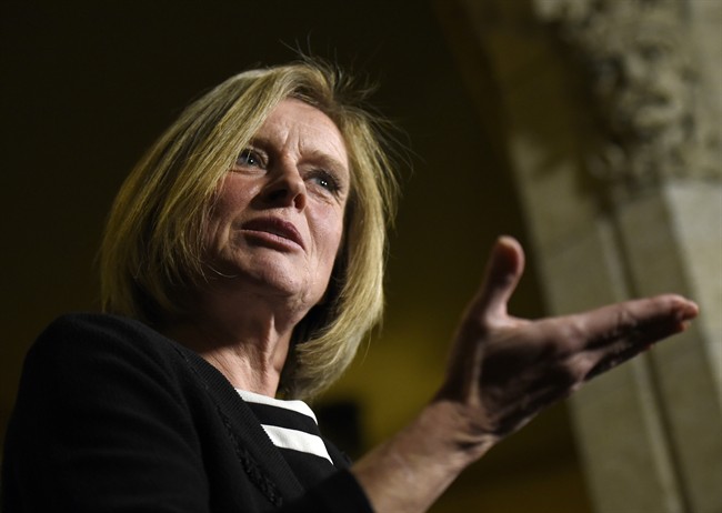 Alberta Premier Rachel Notley speaks to reporters during a media availability on Parliament Hill, Tuesday, Nov. 29, 2016 in Ottawa.