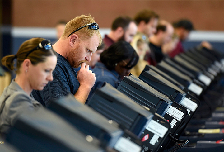 People cast their ballots during the 2016 presidential election in Nevada. Evidence of Russian influence during the election has been mounting, and experts warn Canada could face similar interference.