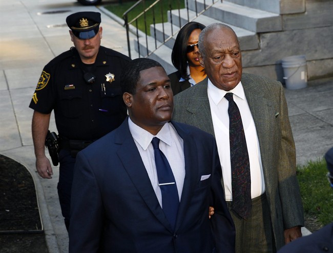 Bill Cosby, right, arrives for a hearing in his sexual assault case at the Montgomery County Courthouse on Wednesday, Nov. 2, 2016, in Norristown, Pa.