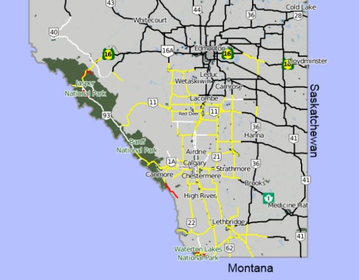 Snowfall warnings in Alberta affecting travel - image