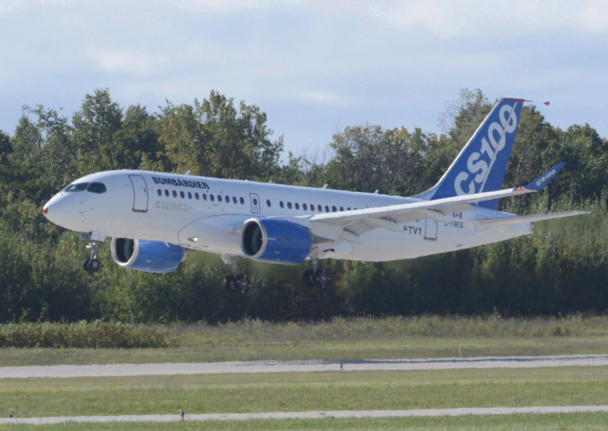 Bombardier's CSeries commercial jet takes off on its first flight in Montreal on Sept. 16, 2013. After years of delay and at least $2 billion in cost overruns, Bombardier's CSeries program is finally getting off the ground with delivery of the aircraft to Swiss International Air Lines, the first carrier to accept the plane.