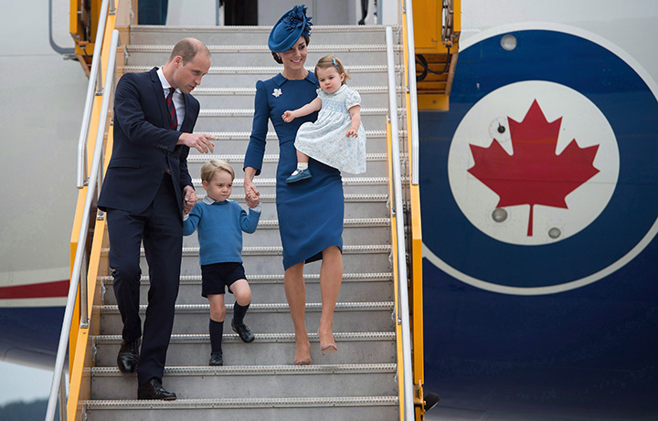 The Duke and Duchess of Cambridge and their children Prince George and Princess Charlotte arrive in Victoria, B.C. on Saturday, September 24, 2016.
