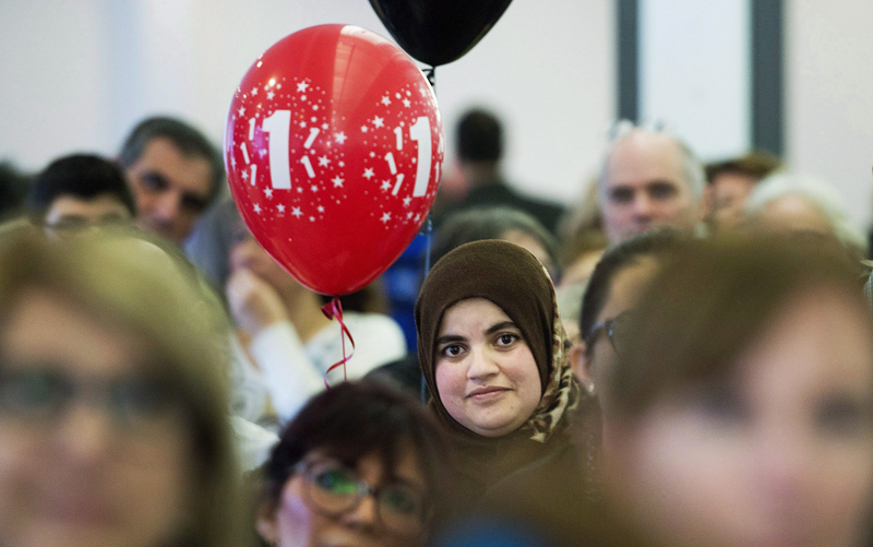 Syrian refugee Faten Nseirat attends an event to mark the one year anniversary of the arrival of refugees from Syria to Canada, in Montreal,  December 11, 2016. 