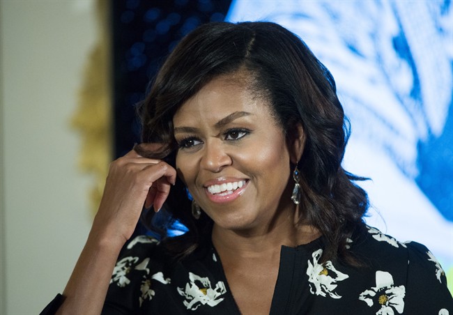 In this Oct. 11, 2016, file photo, first lady Michelle Obama speaks in Washington. 