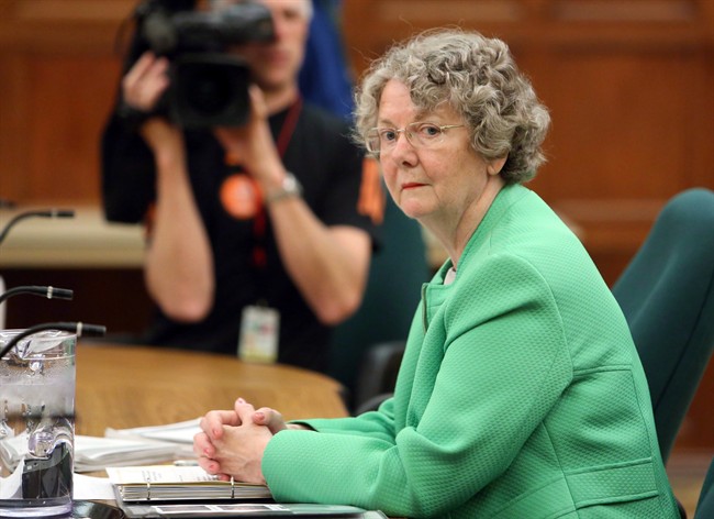 Ethics Commissioner Mary Dawson prepares to appear at a Commons committee, on Parliament Hill in Ottawa, Tuesday June 10, 2014. Dawson has been investigating Prime Minister Justin Trudeau’s Bahamas vacation since January.
