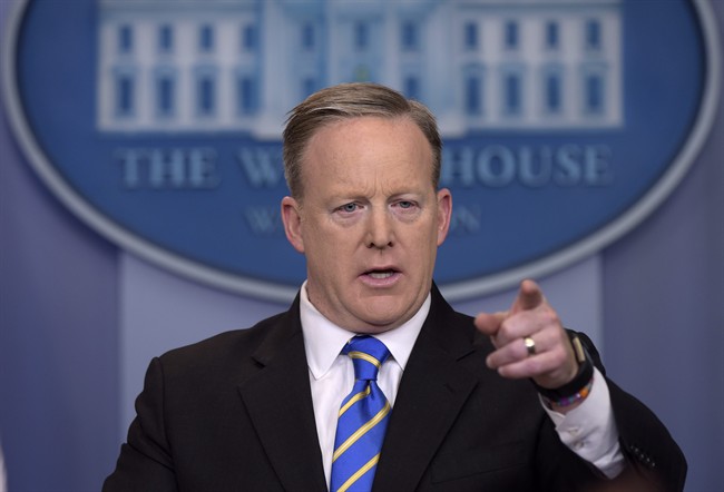 White House press secretary Sean Spicer calls on a reporter during the daily briefing at the White House in Washington, Tuesday, Jan. 24, 2017. 