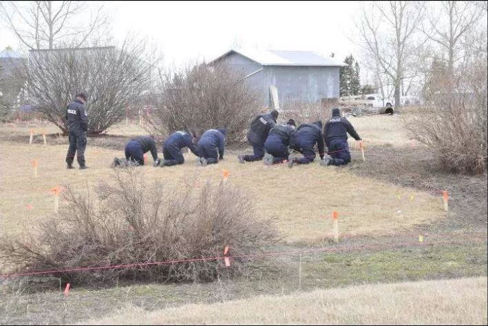 The search of the Garland property, presented as evidence in Douglas Garland’s triple-murder trial in January 2017.