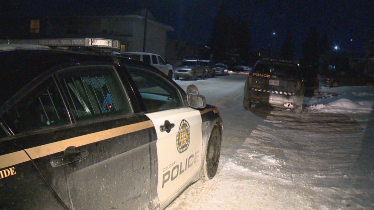 Calgary police surround a home in Radisson Heights on Thursday, Jan. 12, 2017.