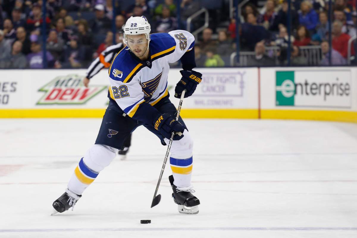 This Nov. 12, 2016 photo shows St. Louis Blues' Kevin Shattenkirk playing against the Columbus Blue Jackets during an NHL hockey game in Columbus, Ohio. The Washington Capitals acquired Shattenkirk in a trade with the St. Louis Blues on Monday, Feb. 27, 2017. 