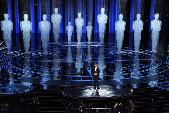 Host Jimmy Kimmel speaks at the Oscars on Sunday, Feb. 26, 2017, at the Dolby Theatre in Los Angeles. 