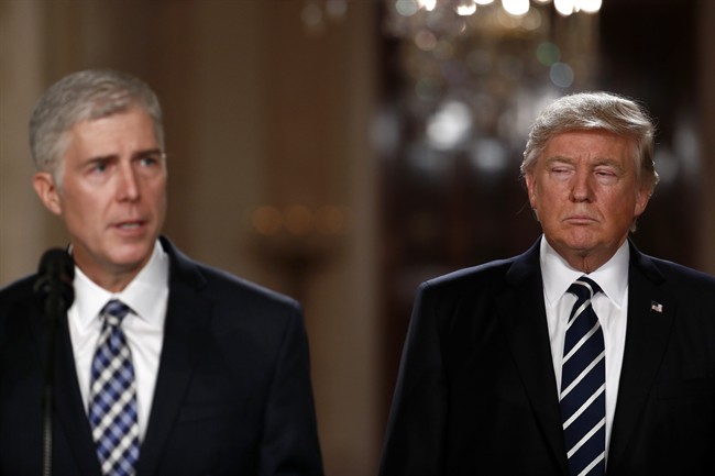 Judge Neil Gorsuch speaks in the East Room of the White House in Washington, Tuesday, Jan. 31, 2017, after President Donald Trump announced Gorsuch as his nominee for the Supreme Court.
