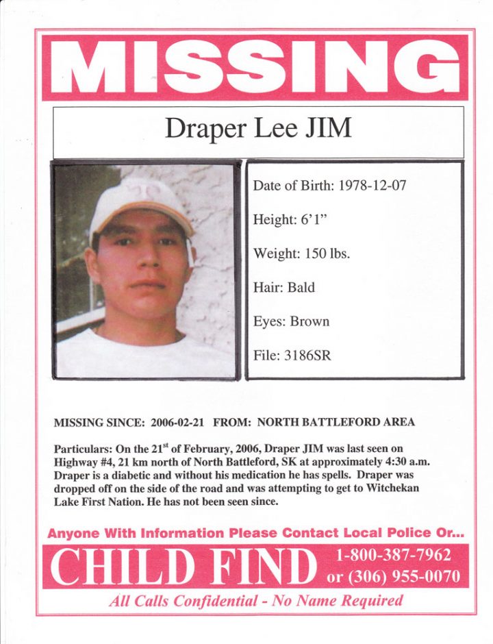 Another poster with information about Draper Lee Jim’s disappearance.