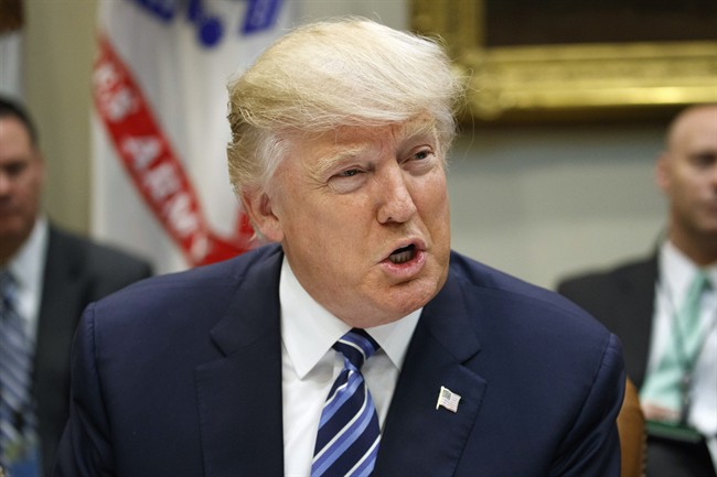 In this Feb. 9, 2017 photo, President Donald Trump speaks during a meeting with Senators on his Supreme Court Justice nominee Neil Gorsuch in the Roosevelt Room of the White House in Washington. 