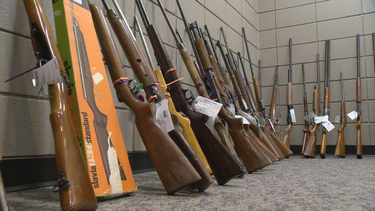Some of the 81 rifles turned into the Regina Police Service during the gun amnesty.