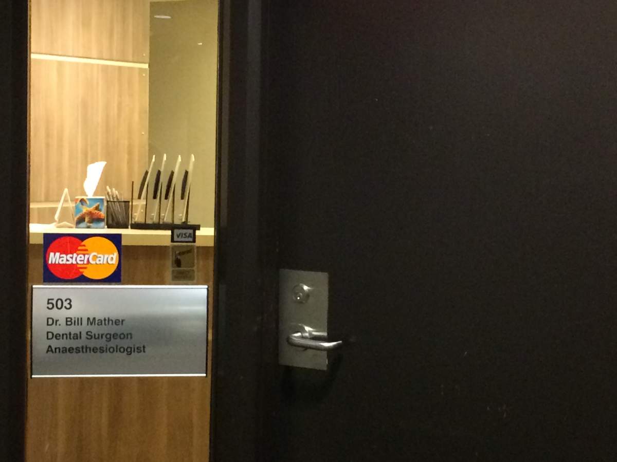 The downtown Edmonton office of dentist Dr. William Mather.