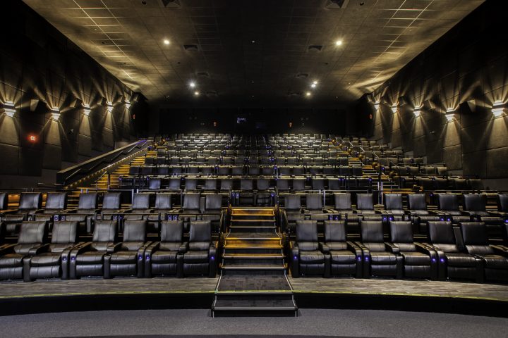The interior of a Landmark Cinemas theatre with reclining seats.