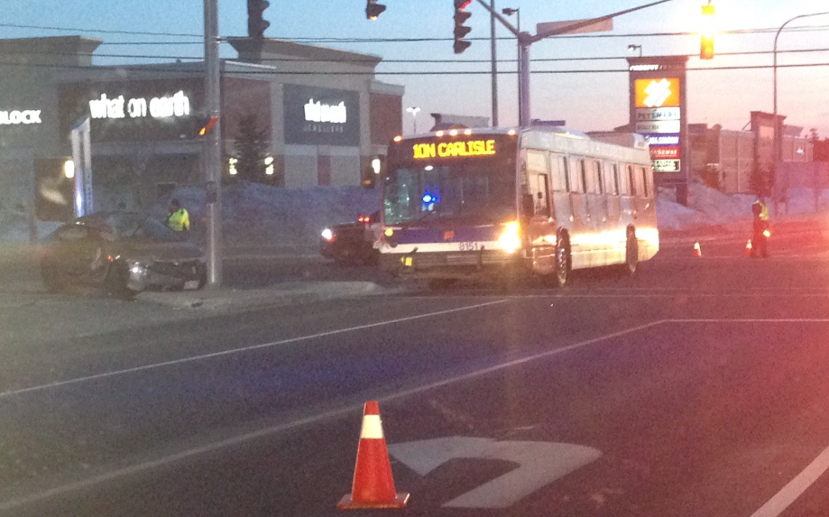 Emergency crews are on scene of an accident involving a bus and car in Fredericton. 