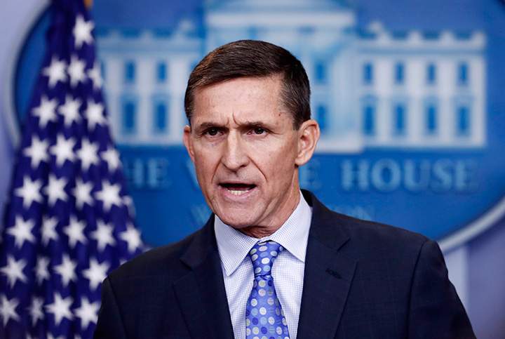 In this Feb. 1, 2017 file photo, National Security Adviser Michael Flynn speaks during the daily news briefing at the White House, in Washington.  