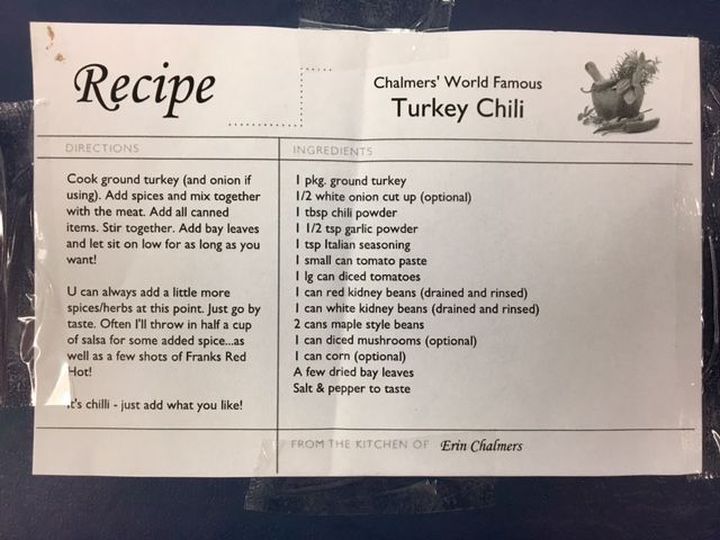 Erin Chalmers\’ World Famous Turkey Chili