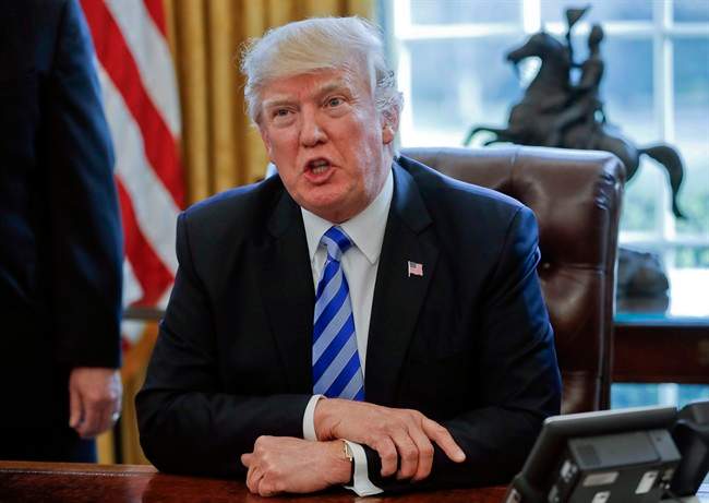 President Donald Trump in the Oval Office of the White House on Friday, March 24, 2017.
